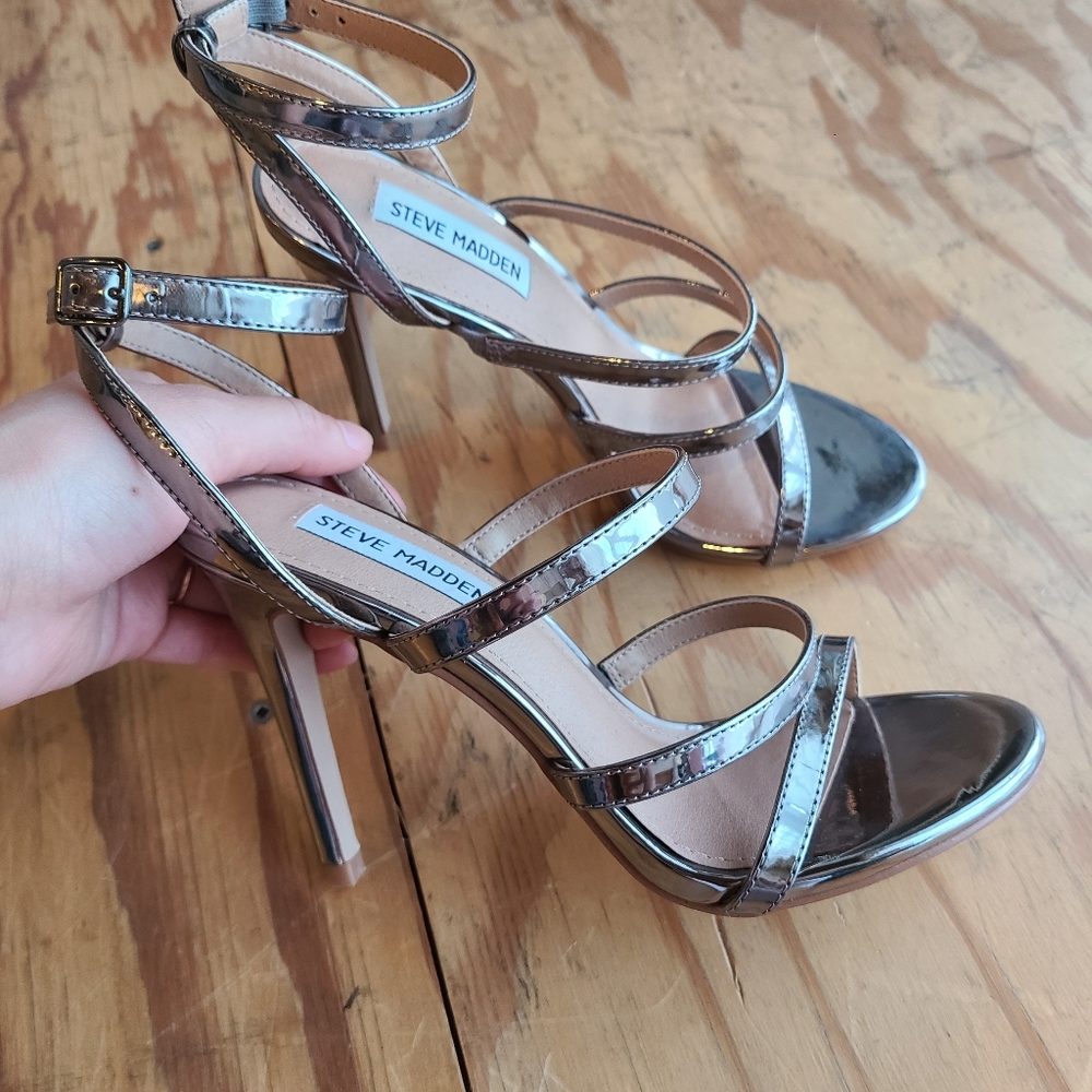 Steve Madden Silver Sandal Heels